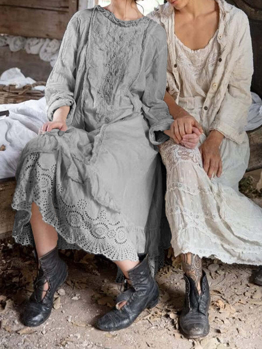 Solid Color Women Soft Long Sleeve Dress