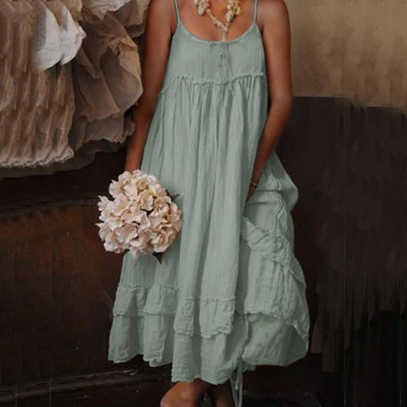 Double Layered Sleeveless Midi Dress