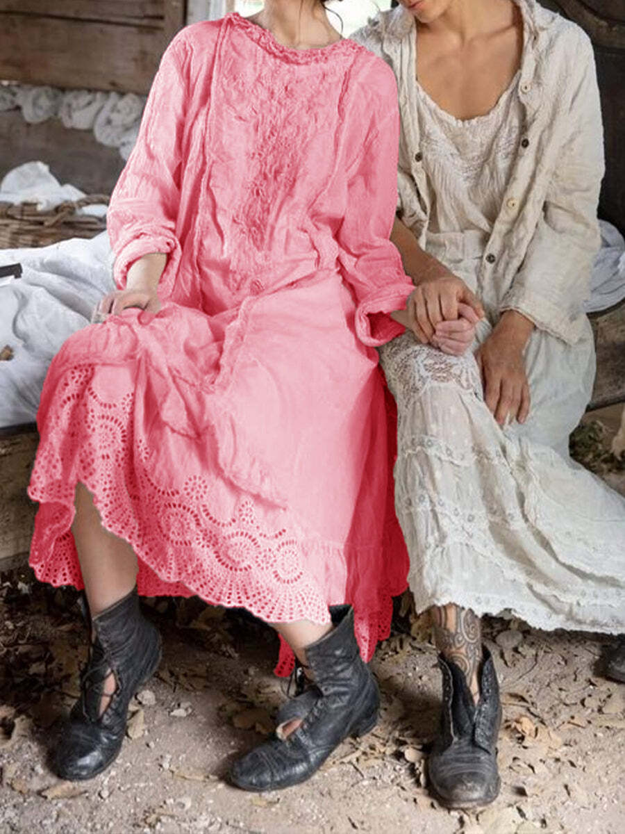 Solid Color Women Soft Long Sleeve Dress