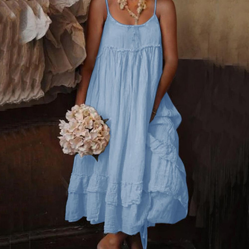 Double Layered Sleeveless Midi Dress